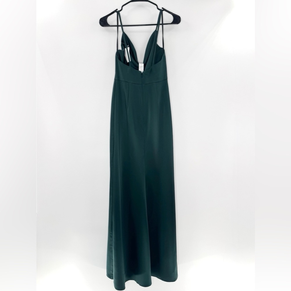 Dessy Collection Cowl-Neck Draped Wrap Maxi Front Slit Dress Evergreen,SZ 0, NWT - Picture 6 of 12